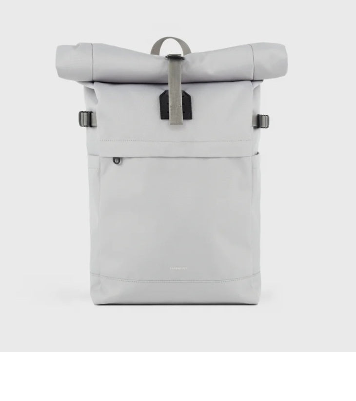 Sandqvist Icon Rolltop Backpack 14'', vaaleanharmaa