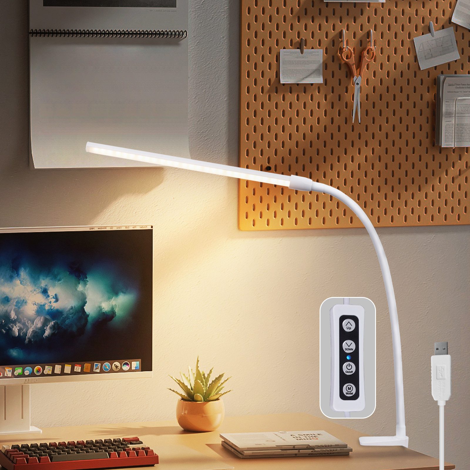NETTLIFE LED-pöytävalaisin, päivänvalo, klipsikiinnitys