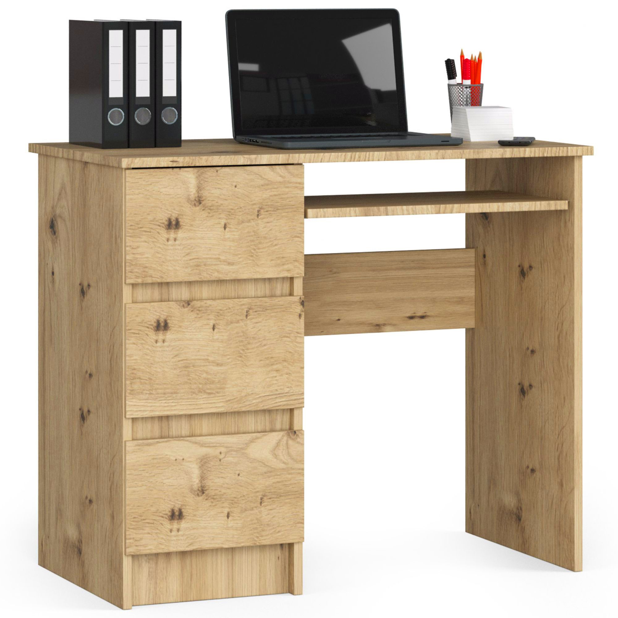 Akord Tietokonepöytä 3 laatikkoa Vasen Artisan-tammi 90x50x77