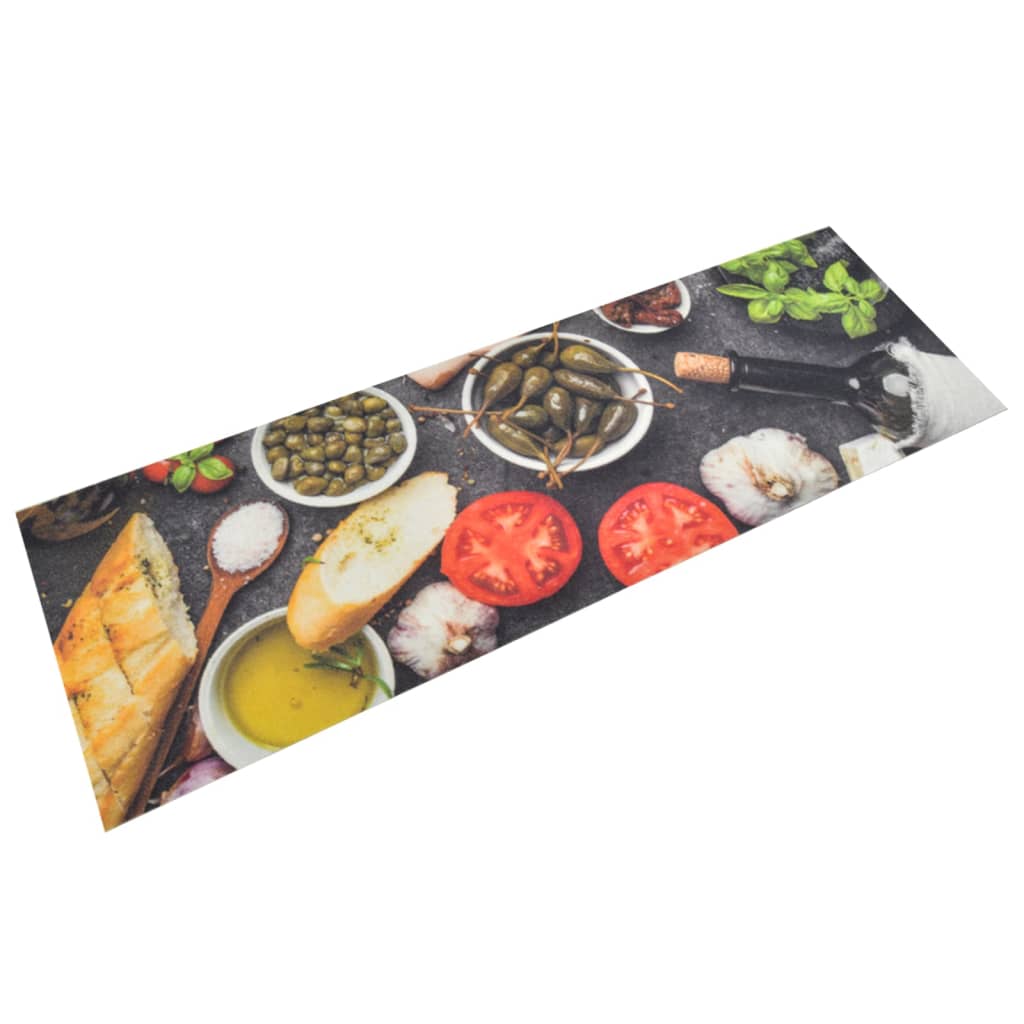 vidaXL Keittiön pestävä matto viini ja ruoka 60x180 cm