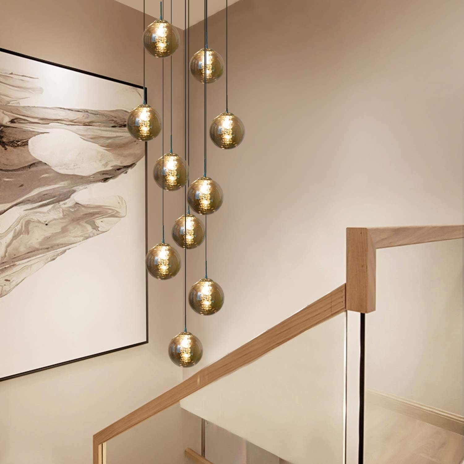 NETTLIFE harmaa lasinen riippuvalaisin 41 cm