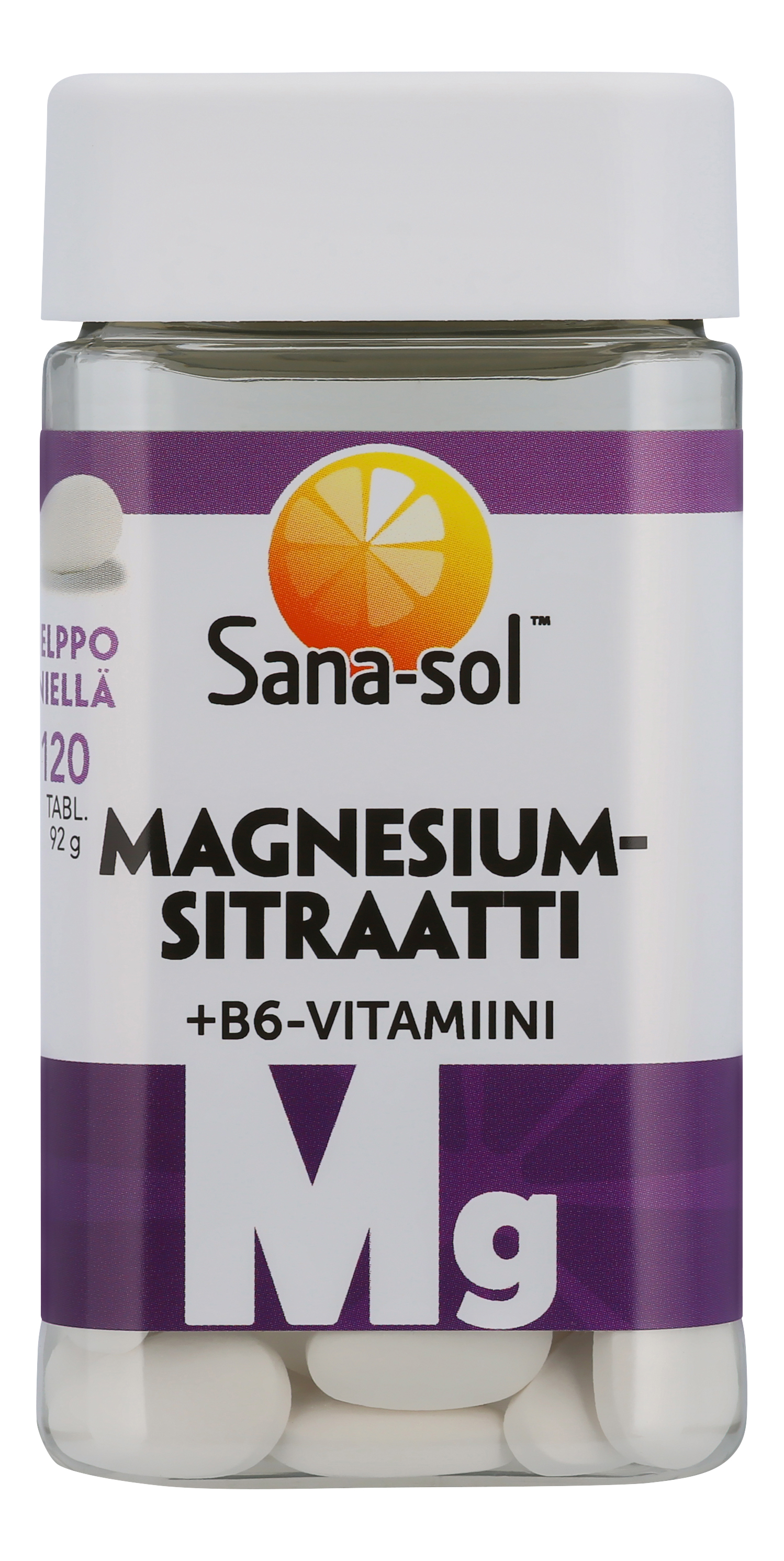 Sana-sol Magnesiumsitraatti + B6 vitamiinitabletti 120tabl