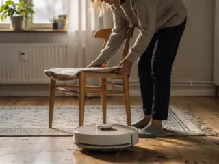 Robotti-imuri liikkuu kodin lattialla.