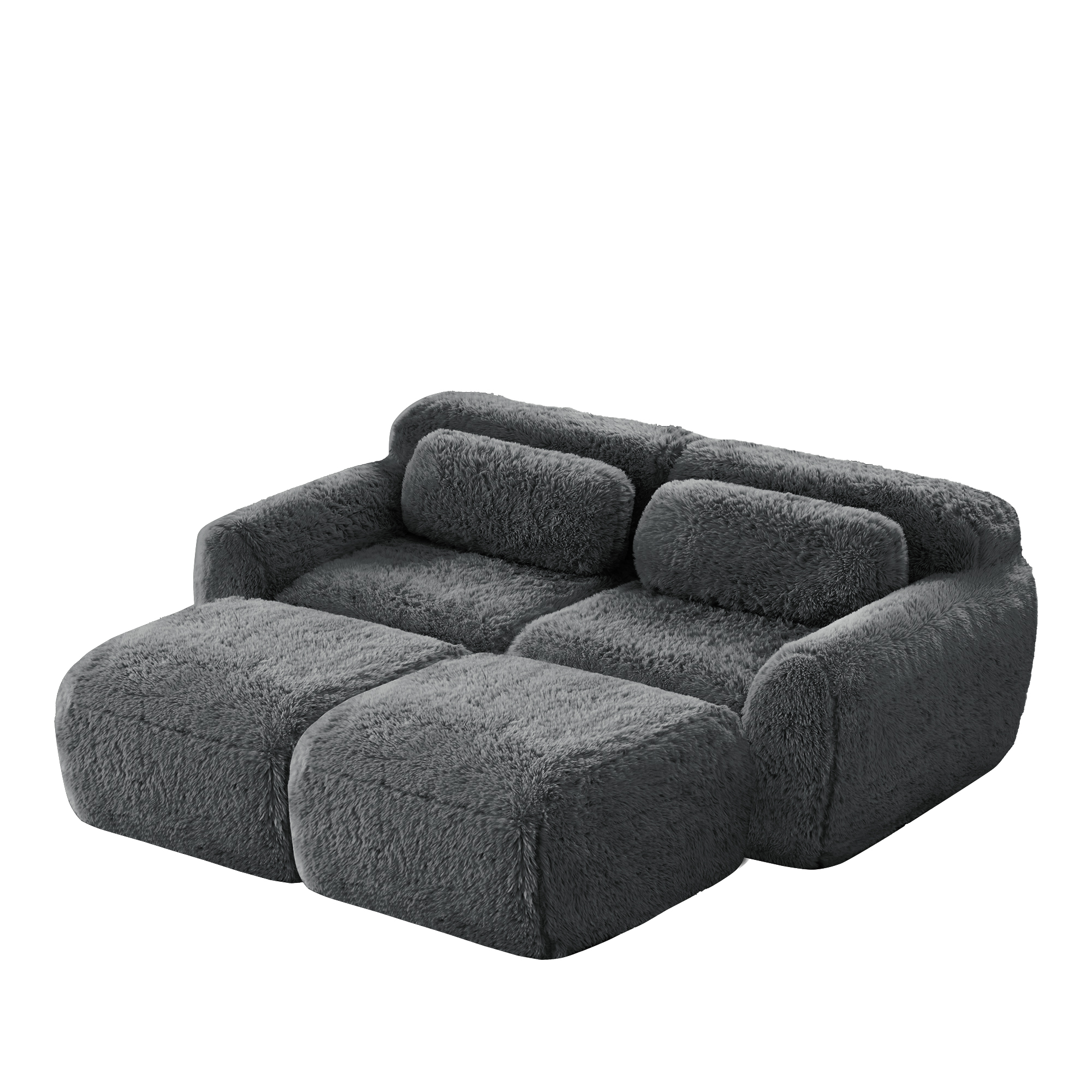 moduulisohva 4-paikkainen harmaa plush vuodesohva