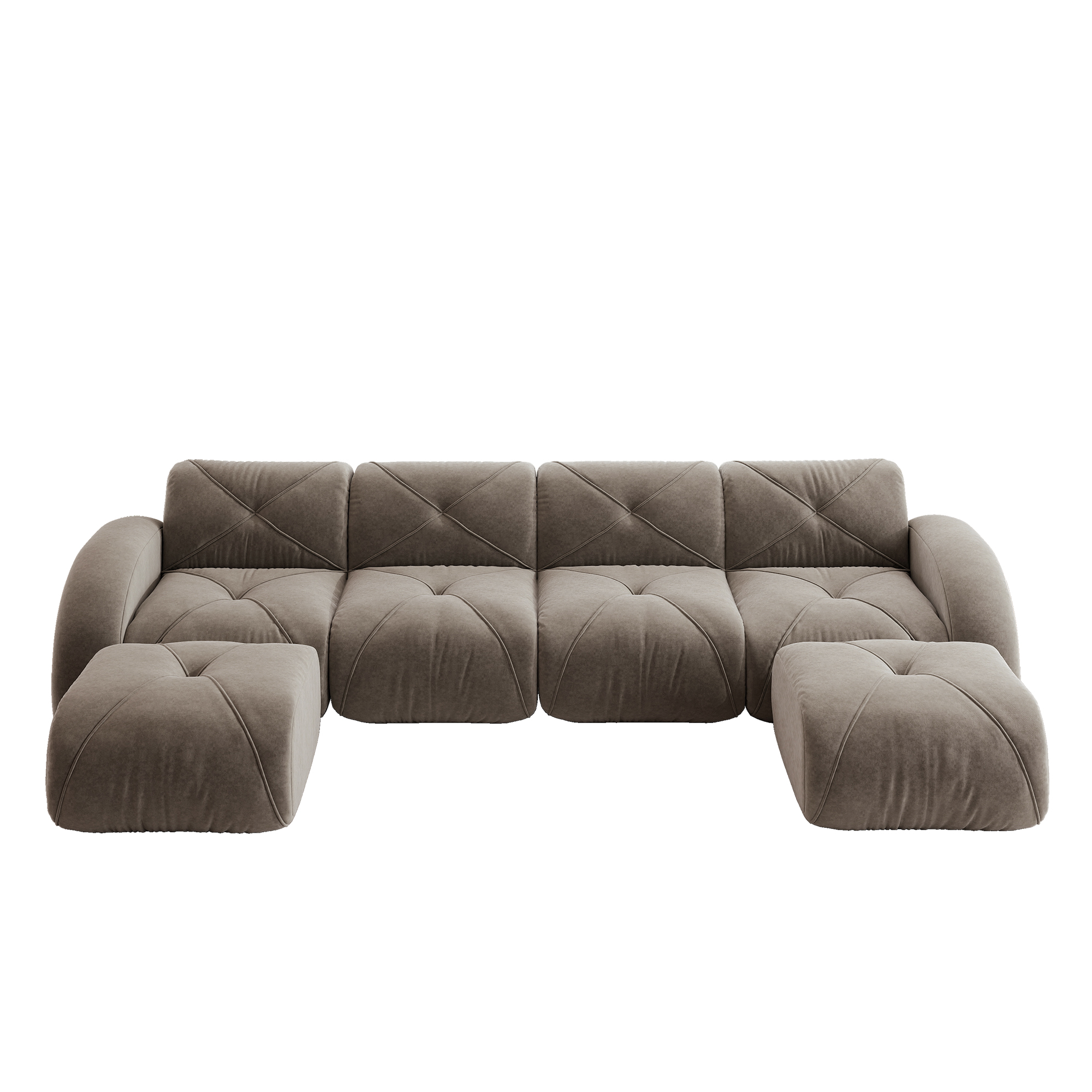 moduulisohva taupe chenille säilytystilalla varustettu
