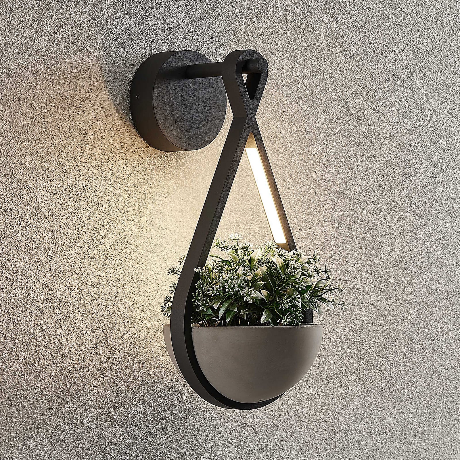Florka Ulko Seinävalaisin IP54 Dark Grey - Lucande - Parveke - Moderni - Metalli - Yksilamppuinen